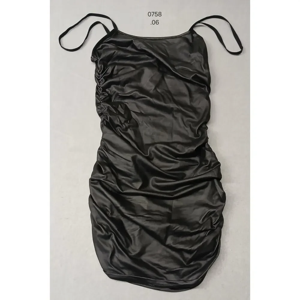 Shein (Large) Women's Black Leather Strap Mini Dress - Picture 7 of 7